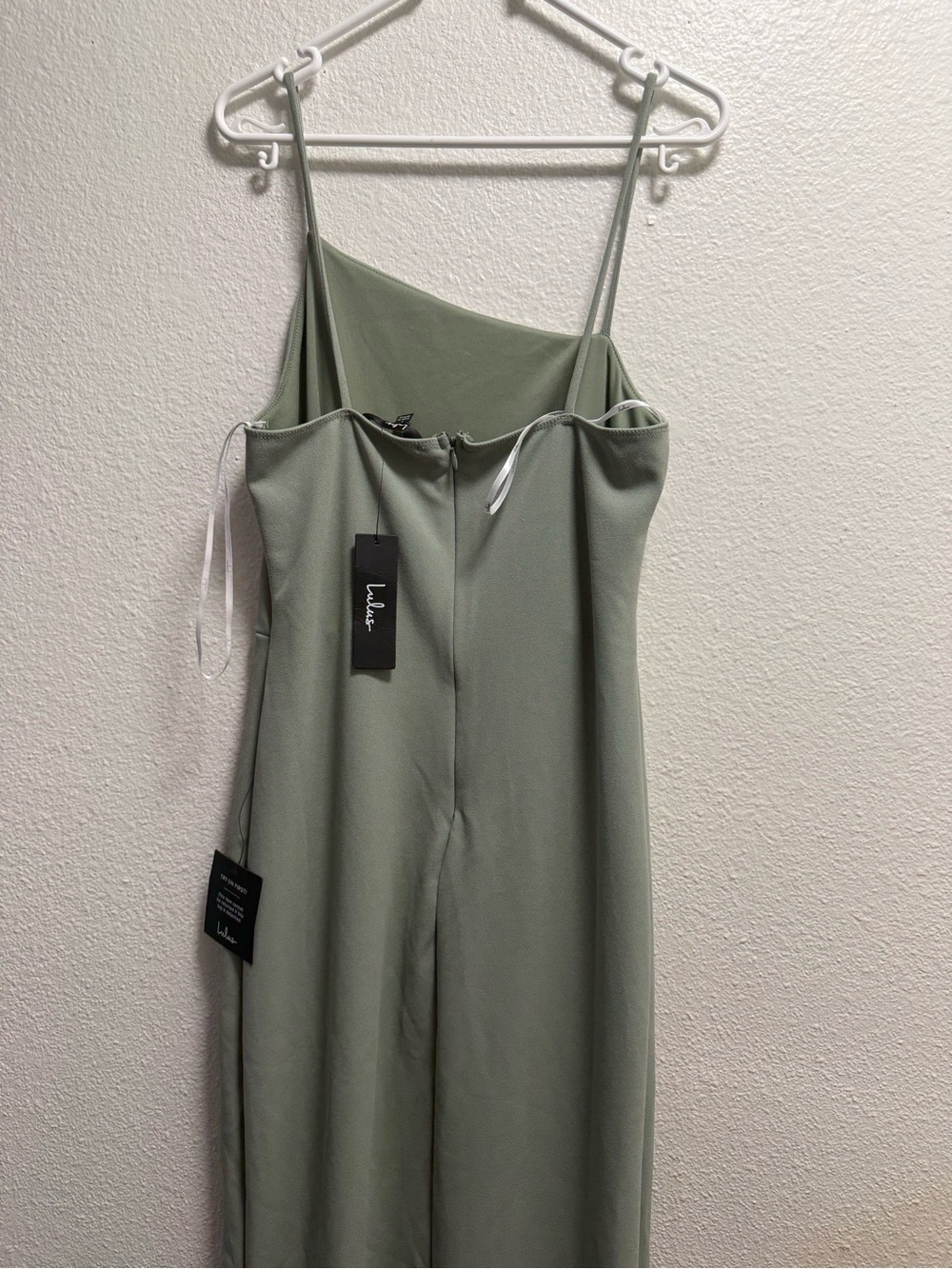 Lulu's Sage Green One-Shoulder High Slit Maxi Dress size L - Picture 7 of 8